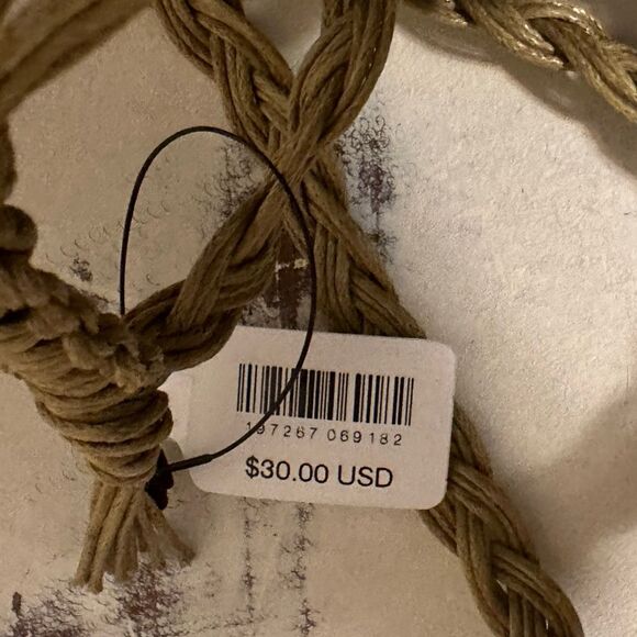 Free People boho style stone pendant woven necklace green brown - Picture 6 of 7